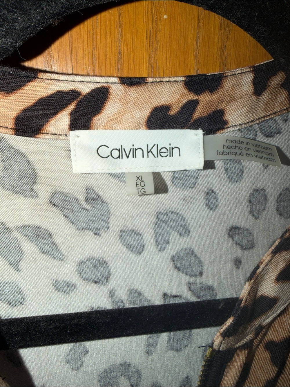 Calvin Klein Leopard Print Women's Blouse - Beige, Black